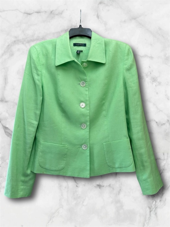 Lauren Ralph Lauren Jackets & Blazers - Vintage Y2K Lauren Ralph Lauren Green Linen Button-Front Blazer Jacket Size 10